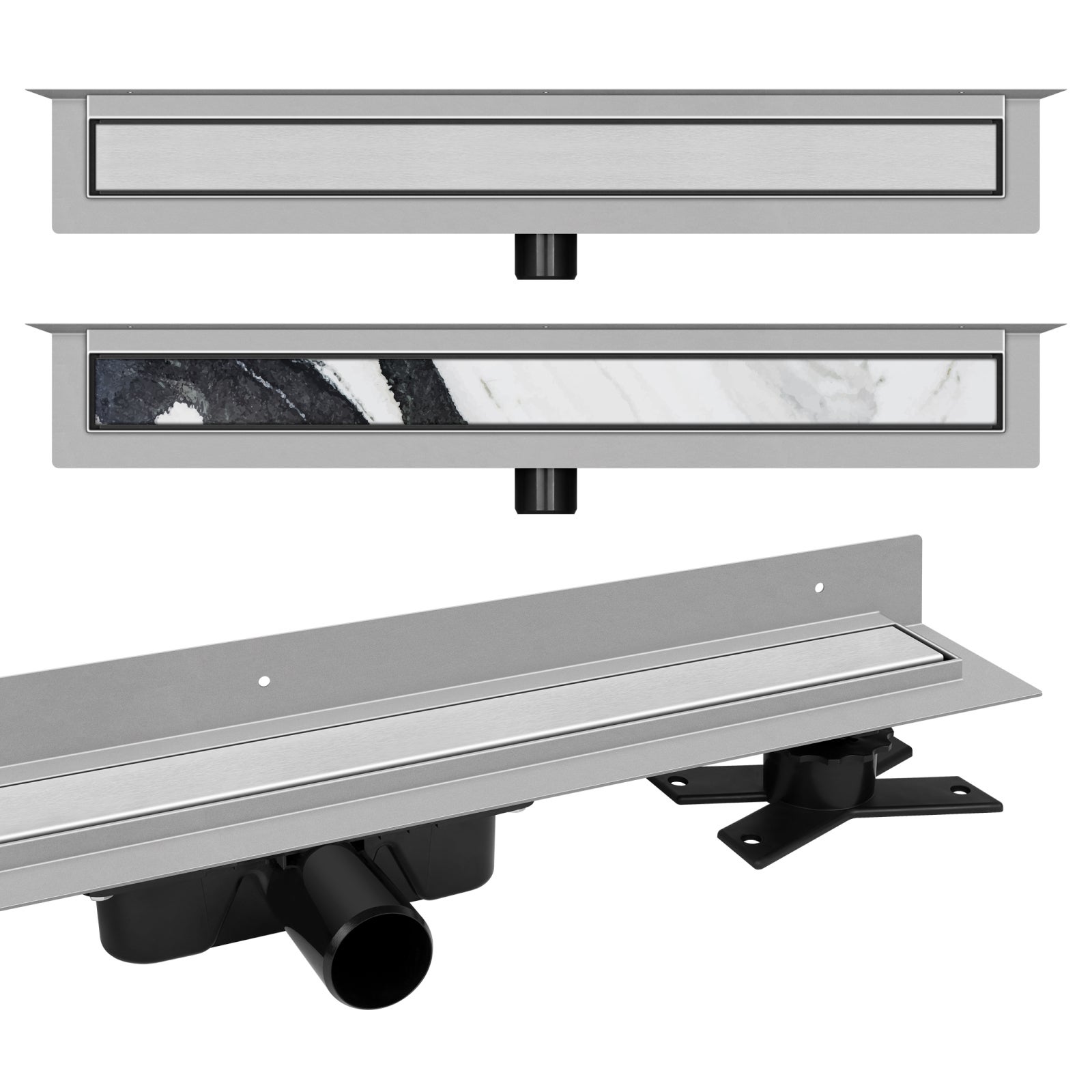 Odpływ liniowy przyścienny Vogi Premium SL X ruszt Duo pod płytkę 70 cm stalowy 1 szt.