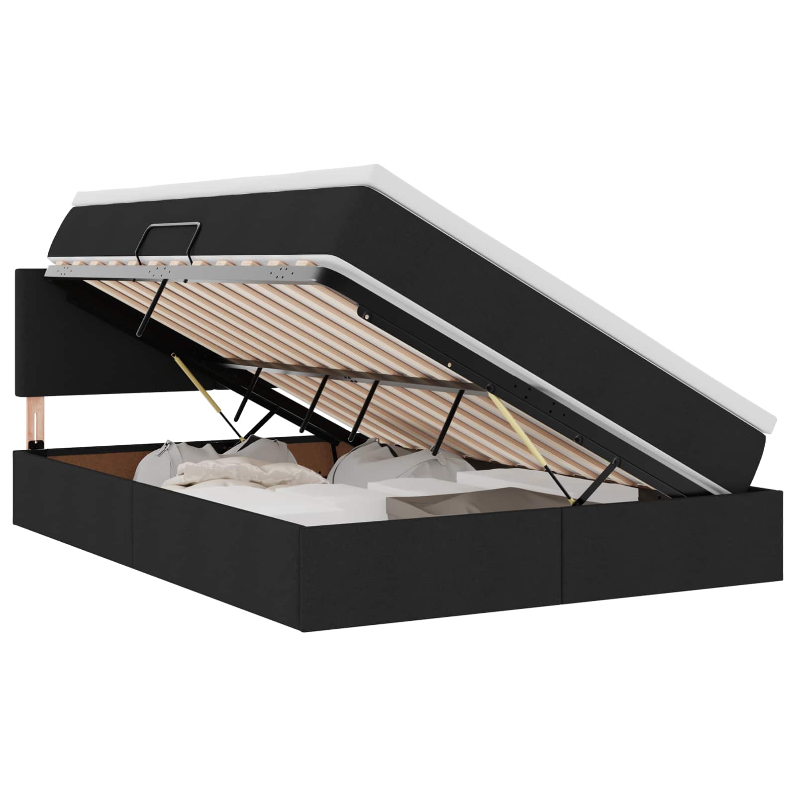 Lit avec rangement et matelas noir 140 x 190 cm velours - 2