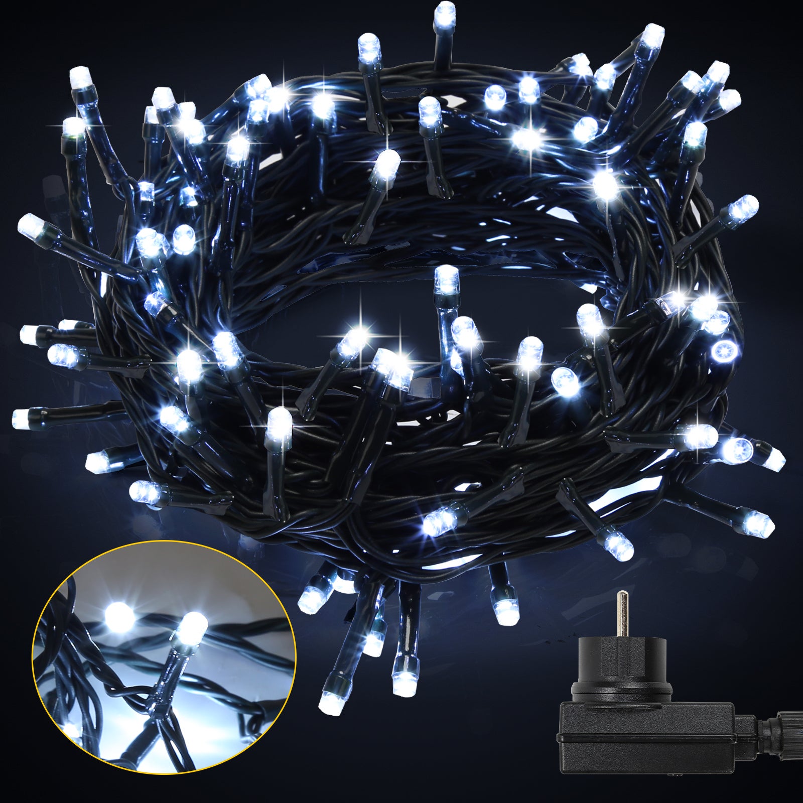 Guirlande Lumineuse Noël Intérieur Exterieur, 20M 200 LED Blanc Froid Guirlande Lumineuse