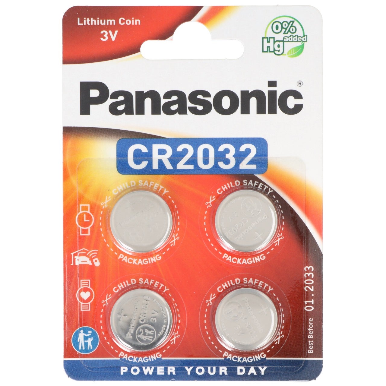 PANASONIC - Pile bouton lithium CR2032 X4 - 5