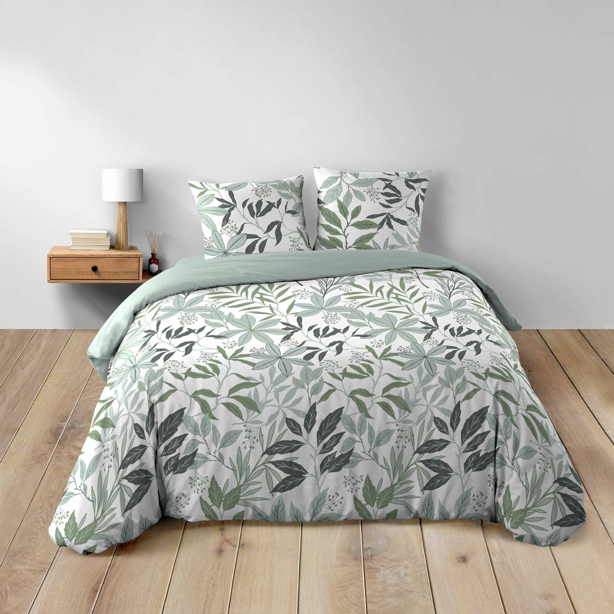 Pack Parure de couette VOLTINE 240 x 220 cm – Coton 42 fils – + Drap Housse 140x190 cm Blanc - 2