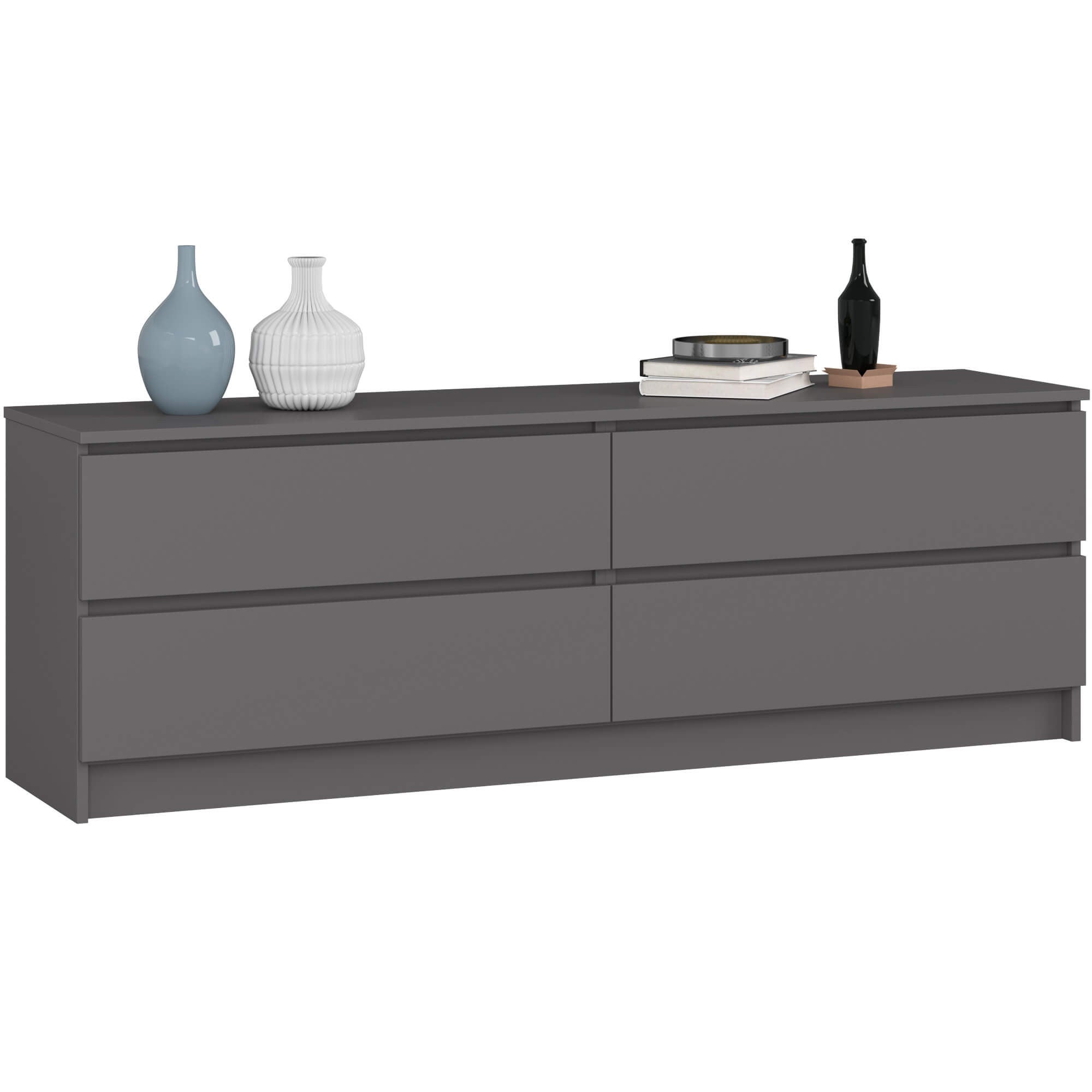 Komoda AKORD K160 Grafit Szary 160 cm 4 szuflady 160x40x55 cm