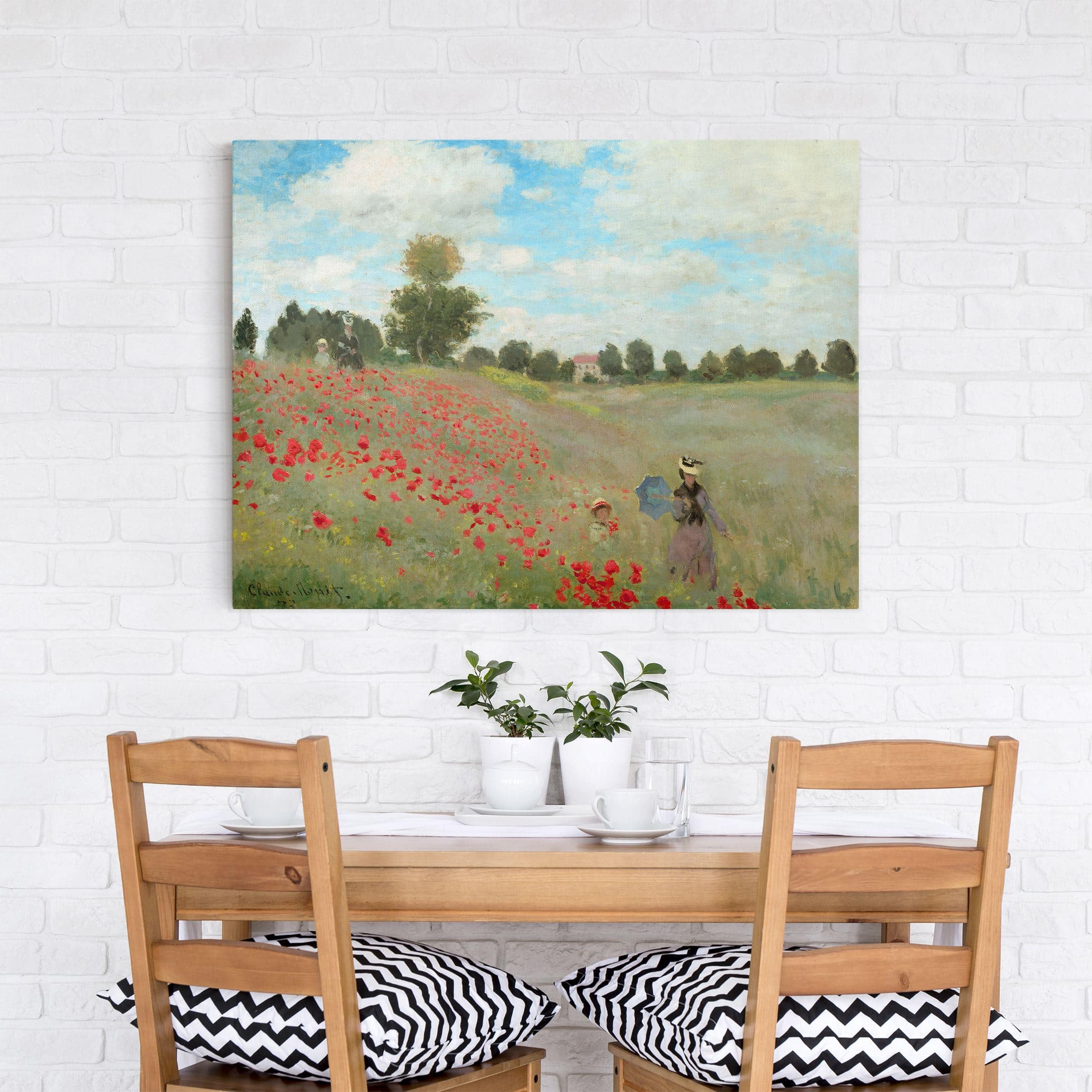 Impression sur toile tableau sur toile châssis vert Claude Monet prairie fleurie peinture 163 chambre à coucher salon couloir 100 x 75 cm - 2