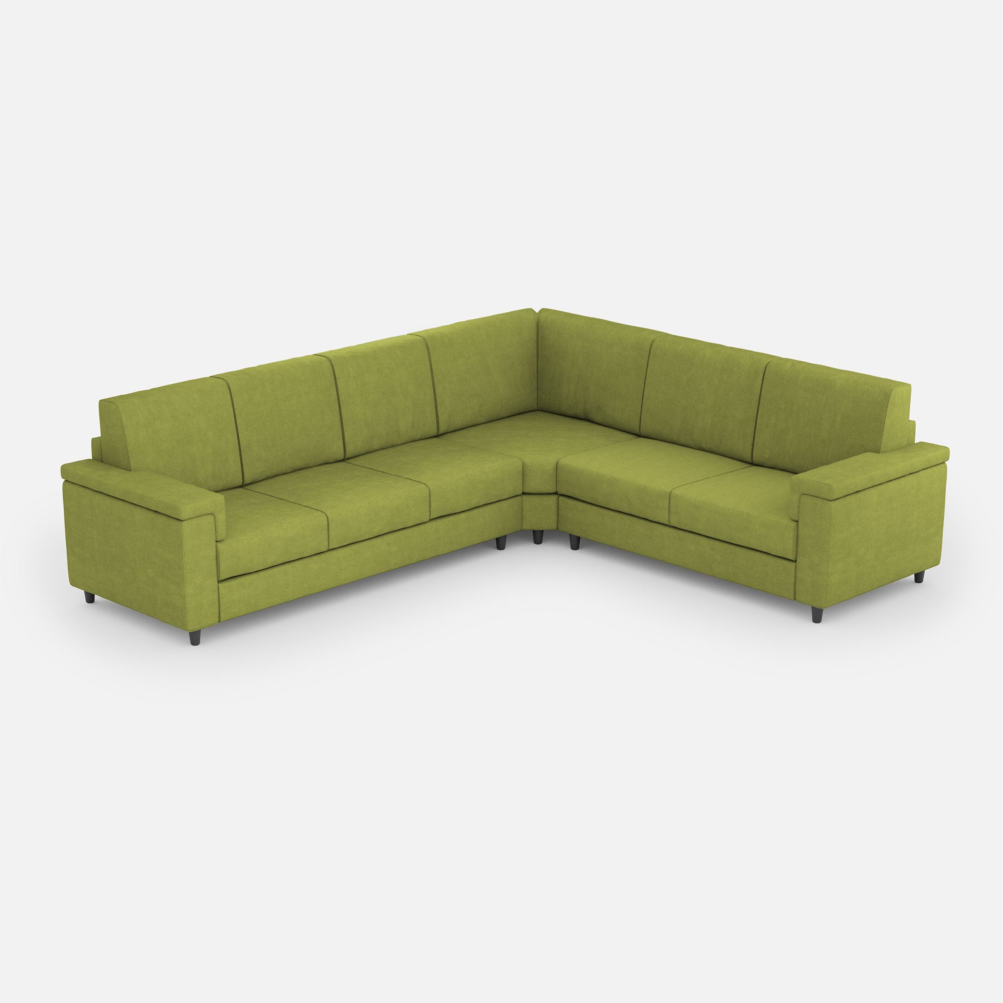 Sofá marrak de 3 plazas (tres plazas de 60 cm) + rincón + sofá mediano de 2 plazas (dos plazas de 70 cm) dimensiones exteriores l.286x246 color verde