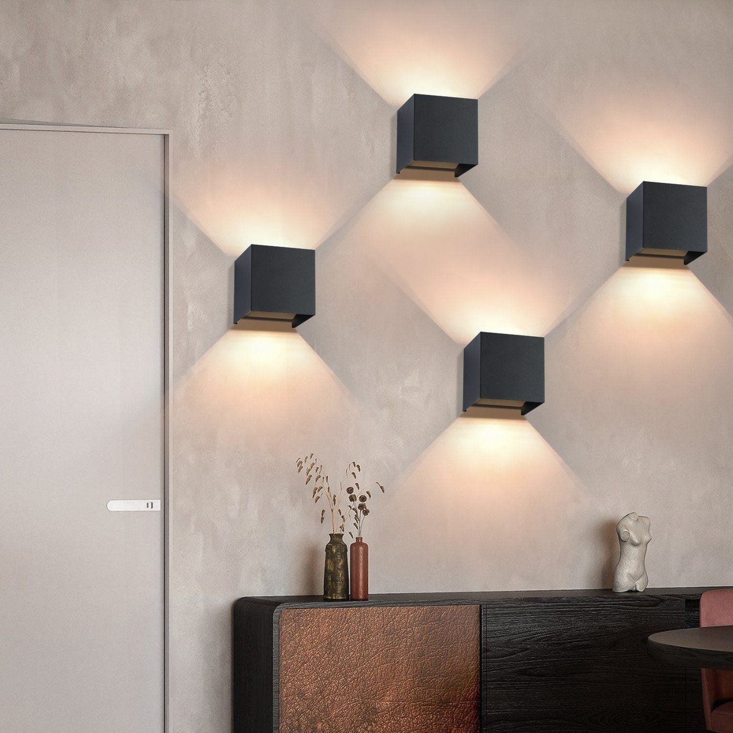 ZMH Applique Murale Extérieure LED Noire, Up Down, IP65, 3000K, pour Cage d’Escalier - 6