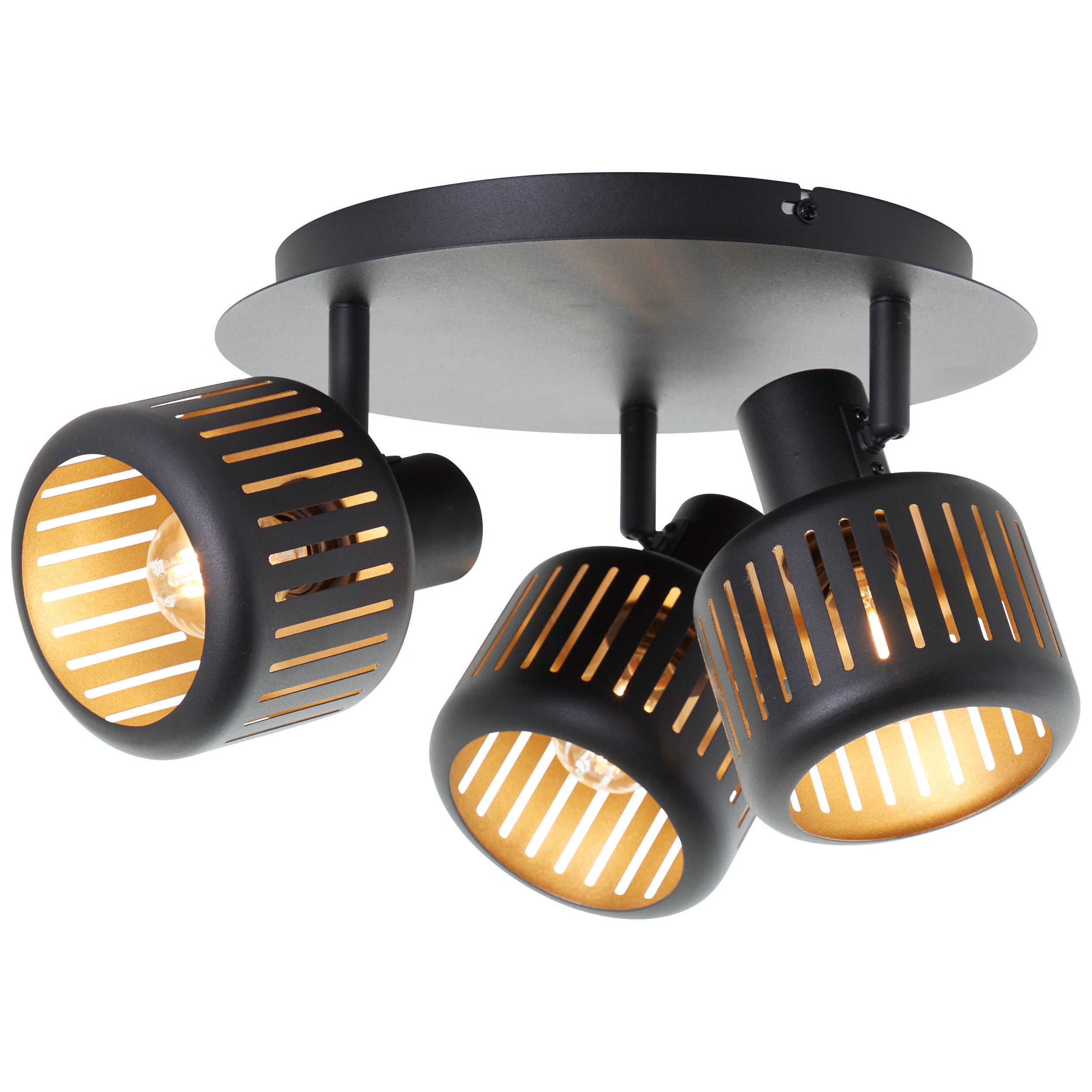 Brilliant lampa Tyas spot cocarde 3 żarówki czarny złoty plastik/czarny metal 3x D45, E14, 28 W - 3