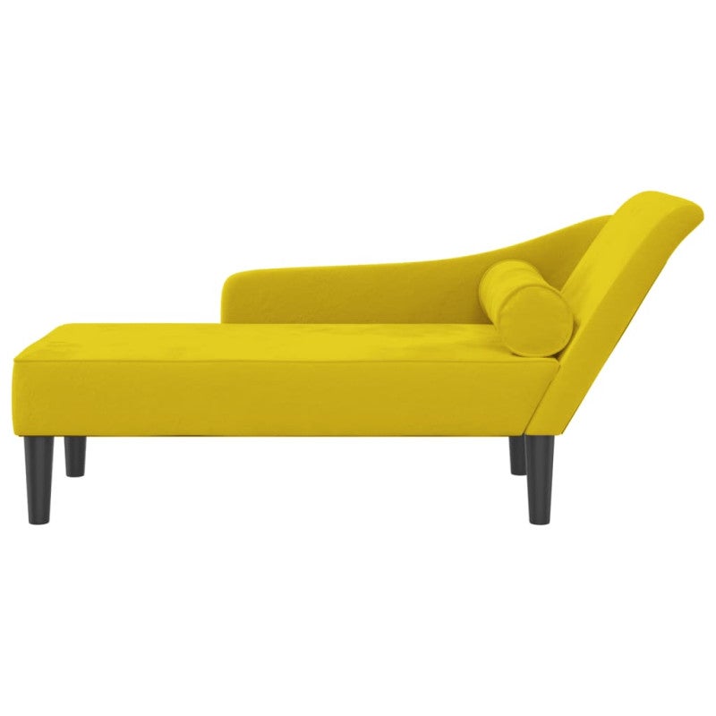 vidaXL Chaise Longue con Cuscini Giallo in Velluto - 3