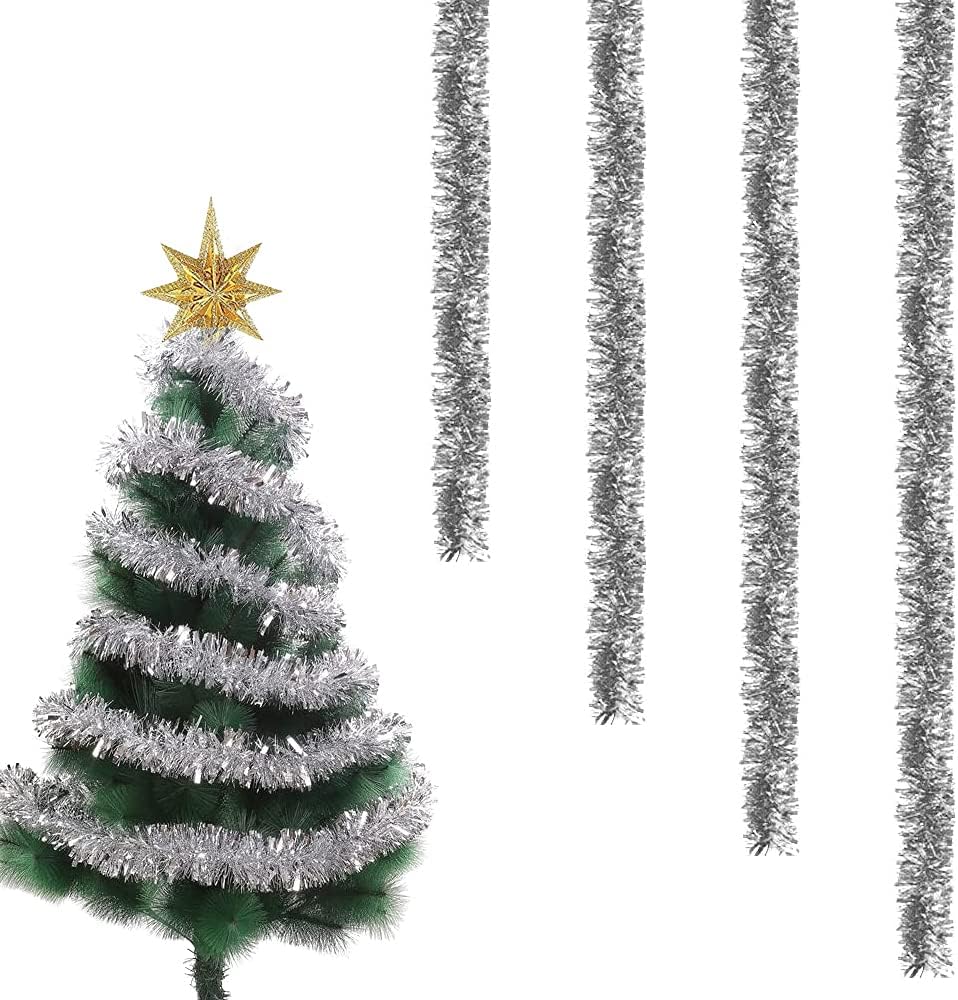 Guirlande Tinsel De Noël Rouge – Lot 6 × 2 M – Décoration Sapin, Fête, Mariage, Anniversaire – Effet Scintillant Festif