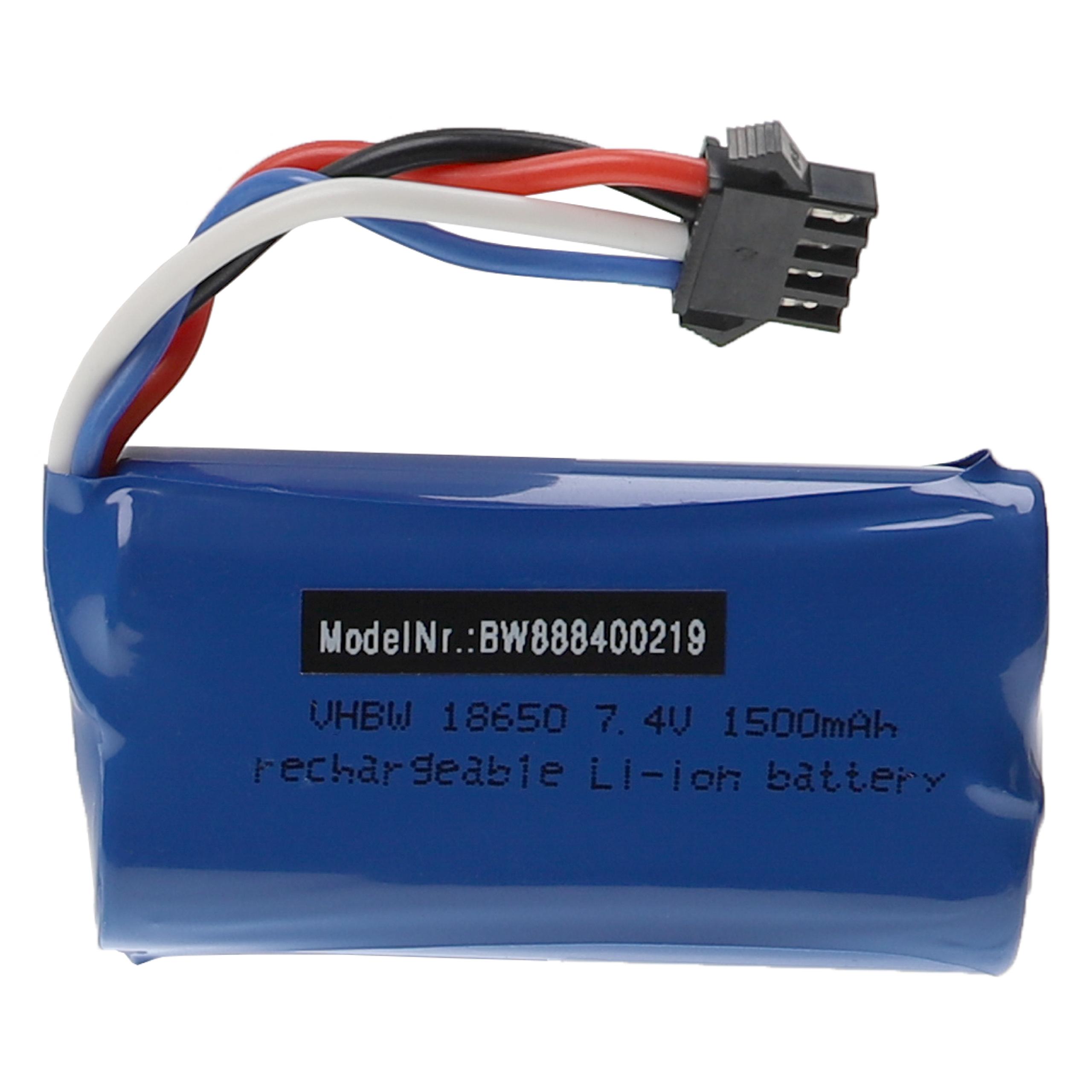 Lot De 2 Batteries Li-Ion 7,4V 1500mAh Avec Chargeur JST Mâle - Pour Voiture/ba​teau RC Huanqi, Neuf
