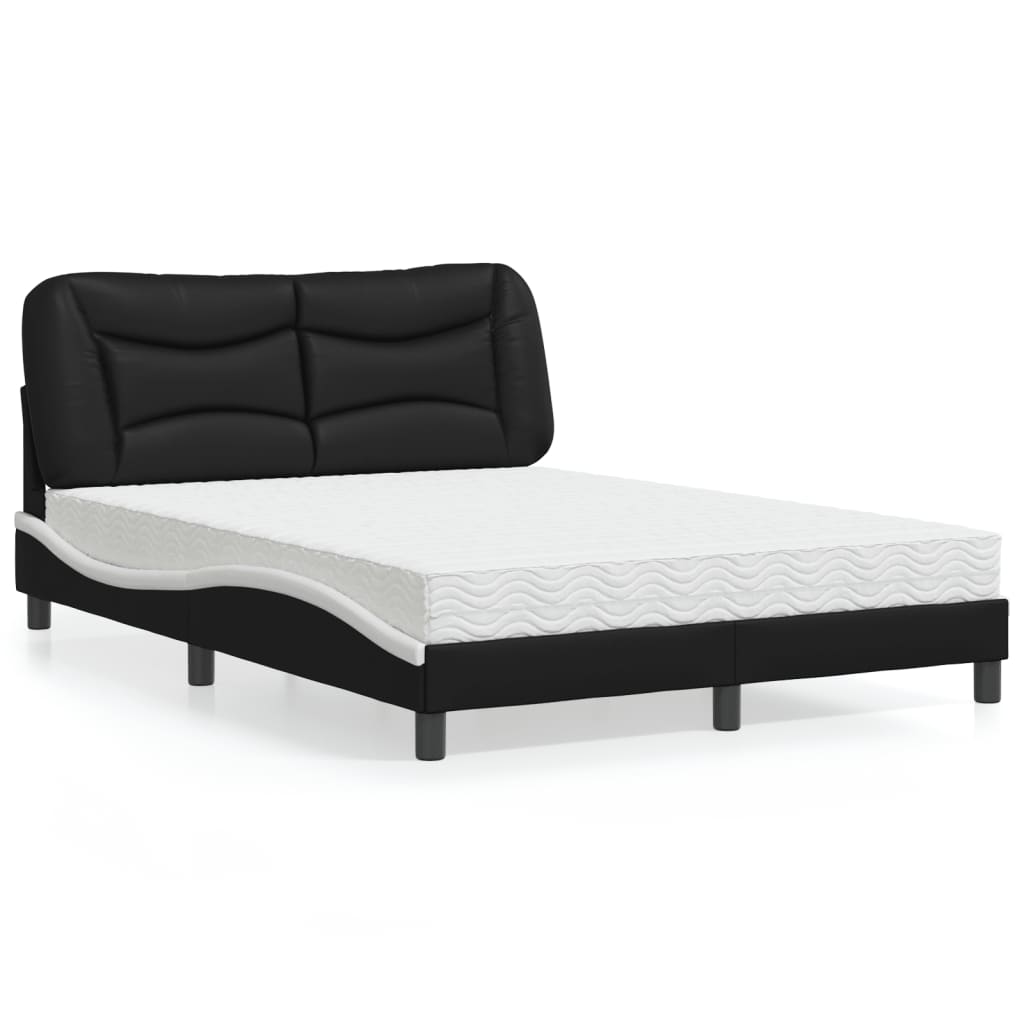 Lit double | Lit adulte | Lit avec matelas noir et blanc 140x190 cm ...