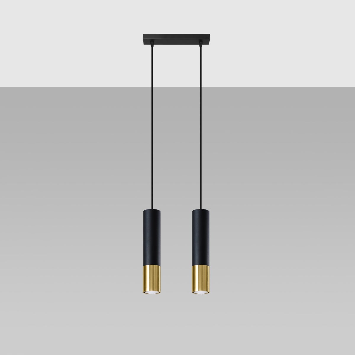Lampa wisząca ZARPEX 2 czarny/złoty LED 4000K - 30x6x90cm Sollux