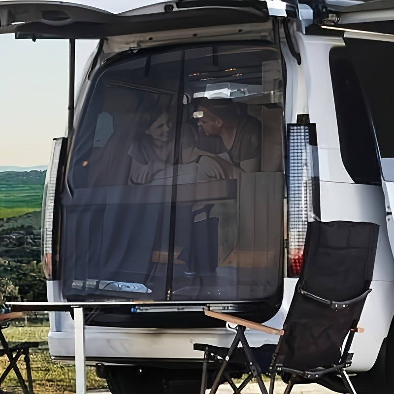 Magnetyczna moskitiera na tylną klapę kampera i SUV-a – Wentylowana siatka nylonowa chroniąca przed owadami, do biwakowania i wędkowania, 145 x 150 cm
