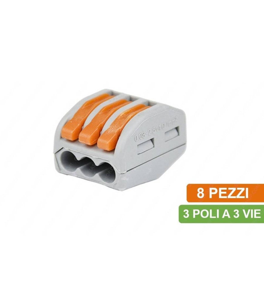 Morsetto A 3 Poli Con Morsetto A Leva, Riutilizzabile, 0,75 – 2,5 Mm², Max. 16 A (1 Pezzo - Foto 8