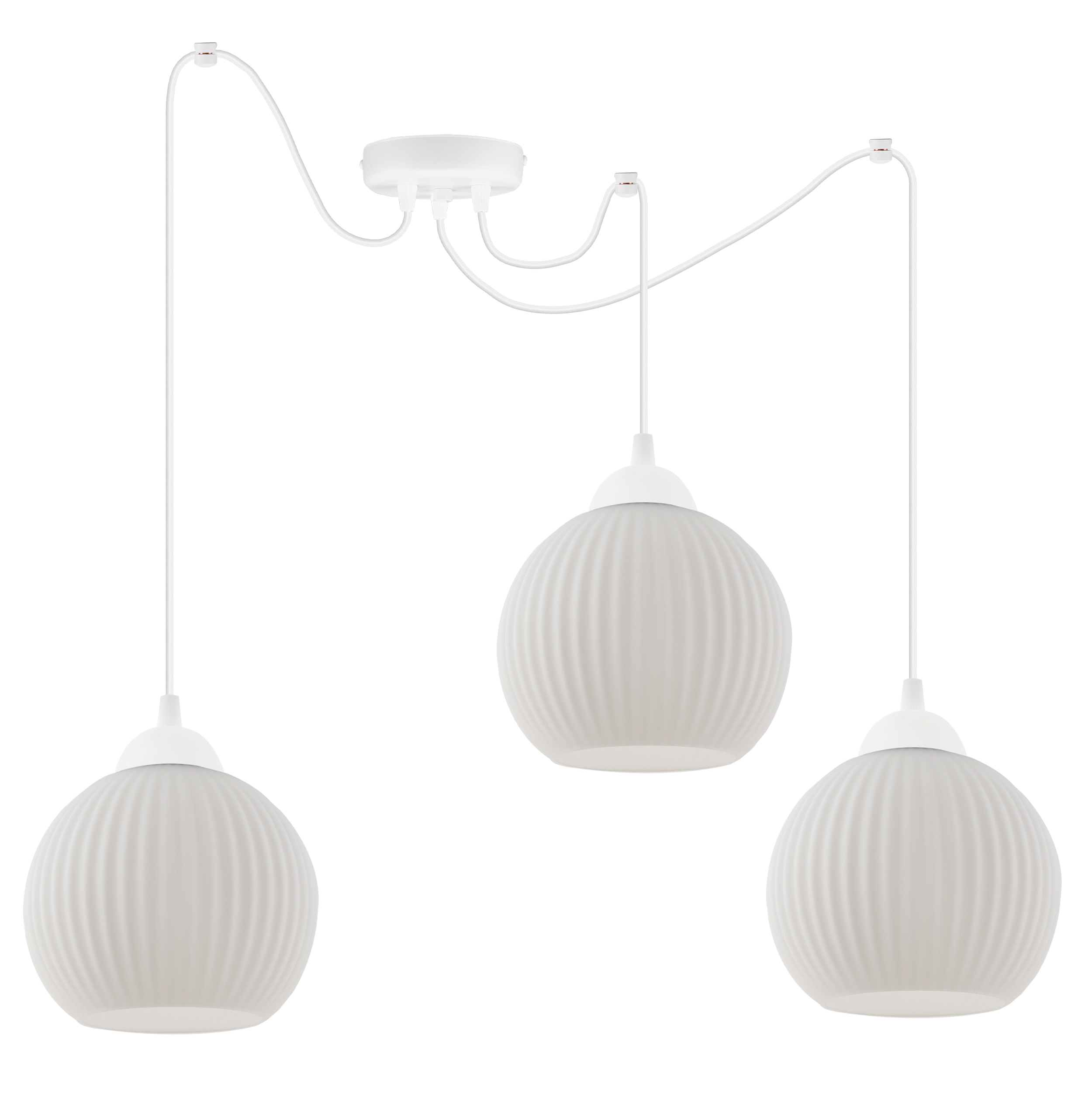 Lampa sufitowa wisząca Riffle Pająk loft 3xE27 klosz kula biała Light Home LH