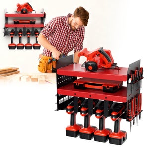Organizzatore per utensili elettrici per riporre attrezzi, organizer da parete per attrezzi e scaffale per l'organizzazione del garage, organizer da parete per garage con mensola, supporto resistente