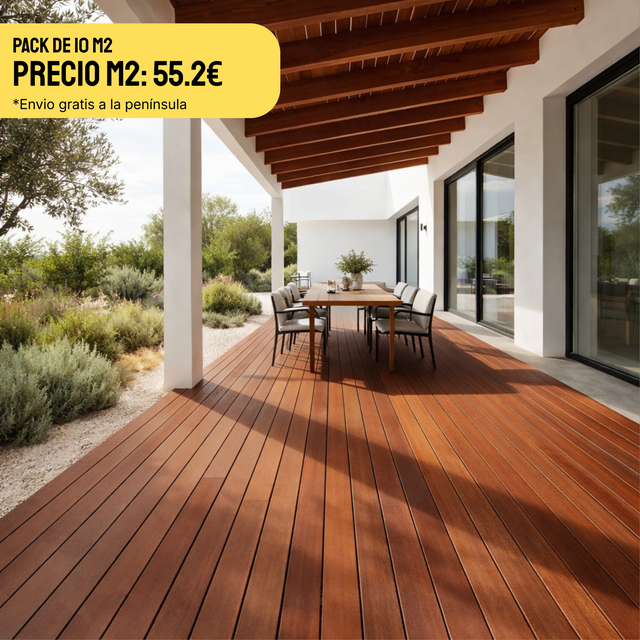 PACK 10m² LAMAS MADERA TROPICAL WILD RED 21x120x2100mm FSC 100% (40 lamas) (m²: 55,2€)