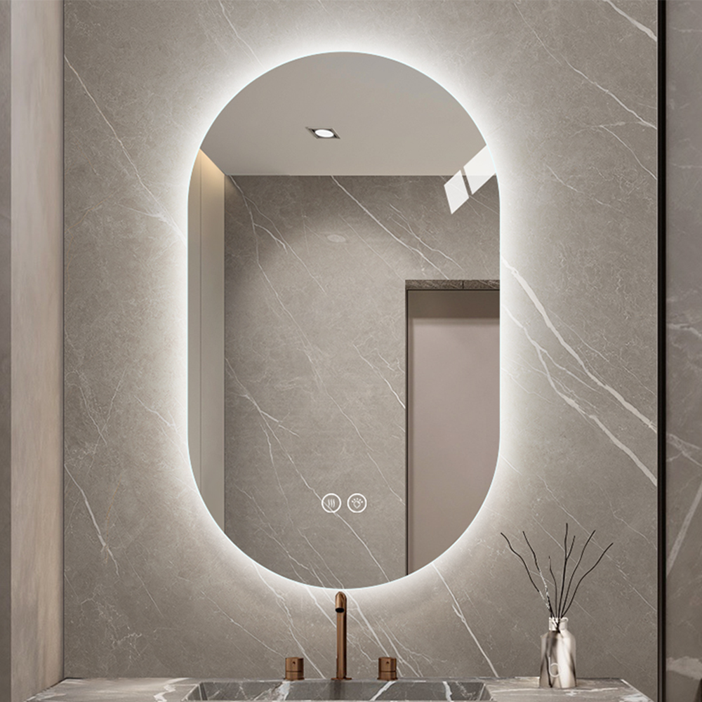 Miroir avec 3 mode lumière smart réglables ovale pour salle de bain 60x90 cm miroir de maquillage - 3