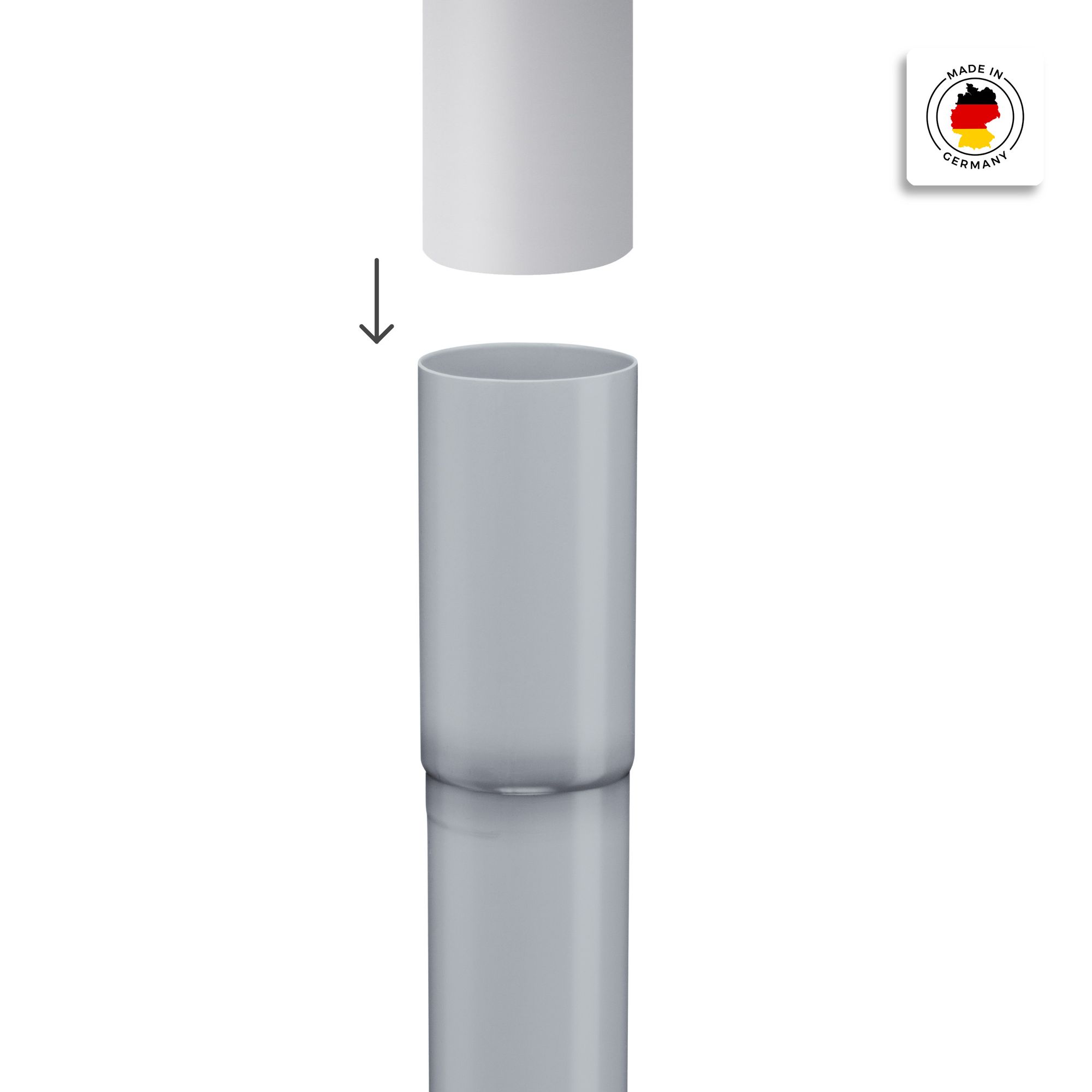 Extensão para tubo de queda, PVC-U DN100 / 100mm, cinza, acessório para calha, Fabricado na Alemanha, INEFA - 3