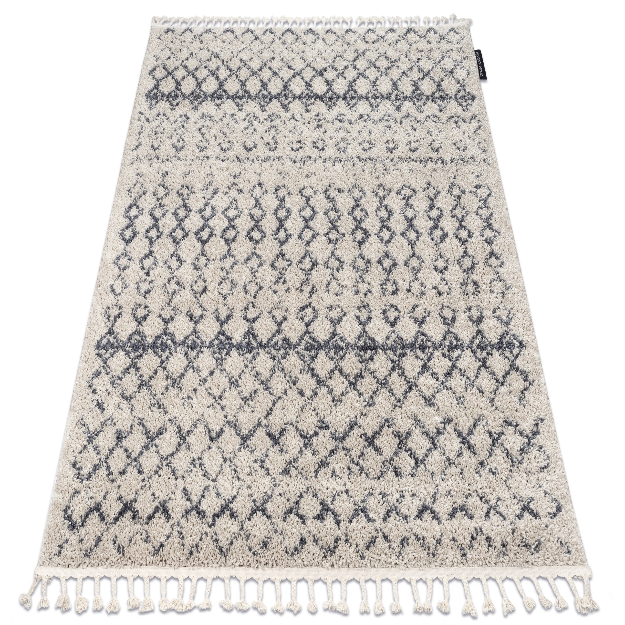 Tapis Shaggy Traum – Motif Diamond – Gris Et Crème (Neuf Avec étiquettes)