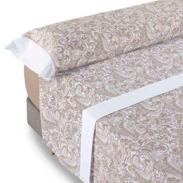 Nalui Ensemble de draps cama 150 Atenea Beige / Blanc Tissu en polycoton, lavable à 30º et facile à repasser. - 3