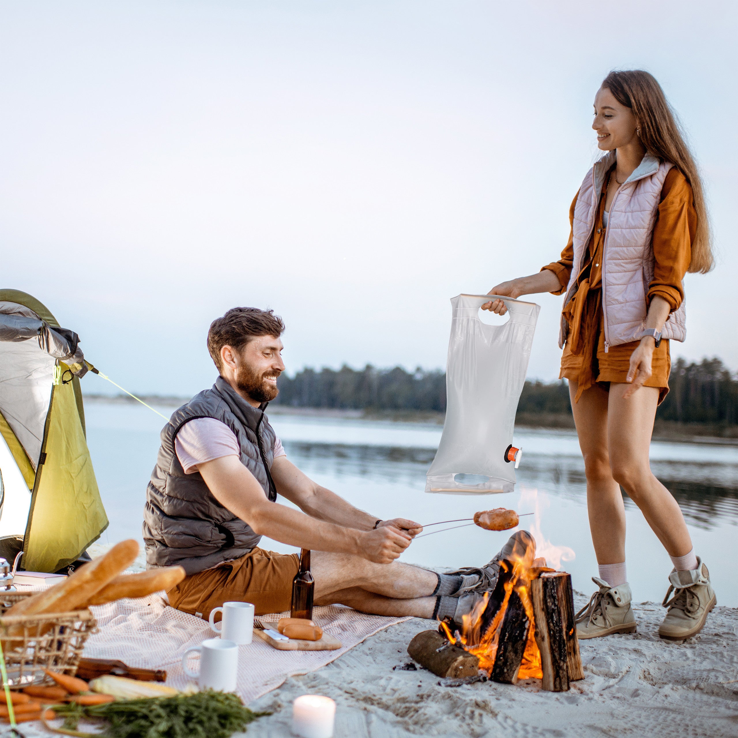 3 Bidons D'Eau Pliables 5L/10L Avec Robinet | Réservoir Alimentaire Réutilisable | Camping, Randonnée, Urgence