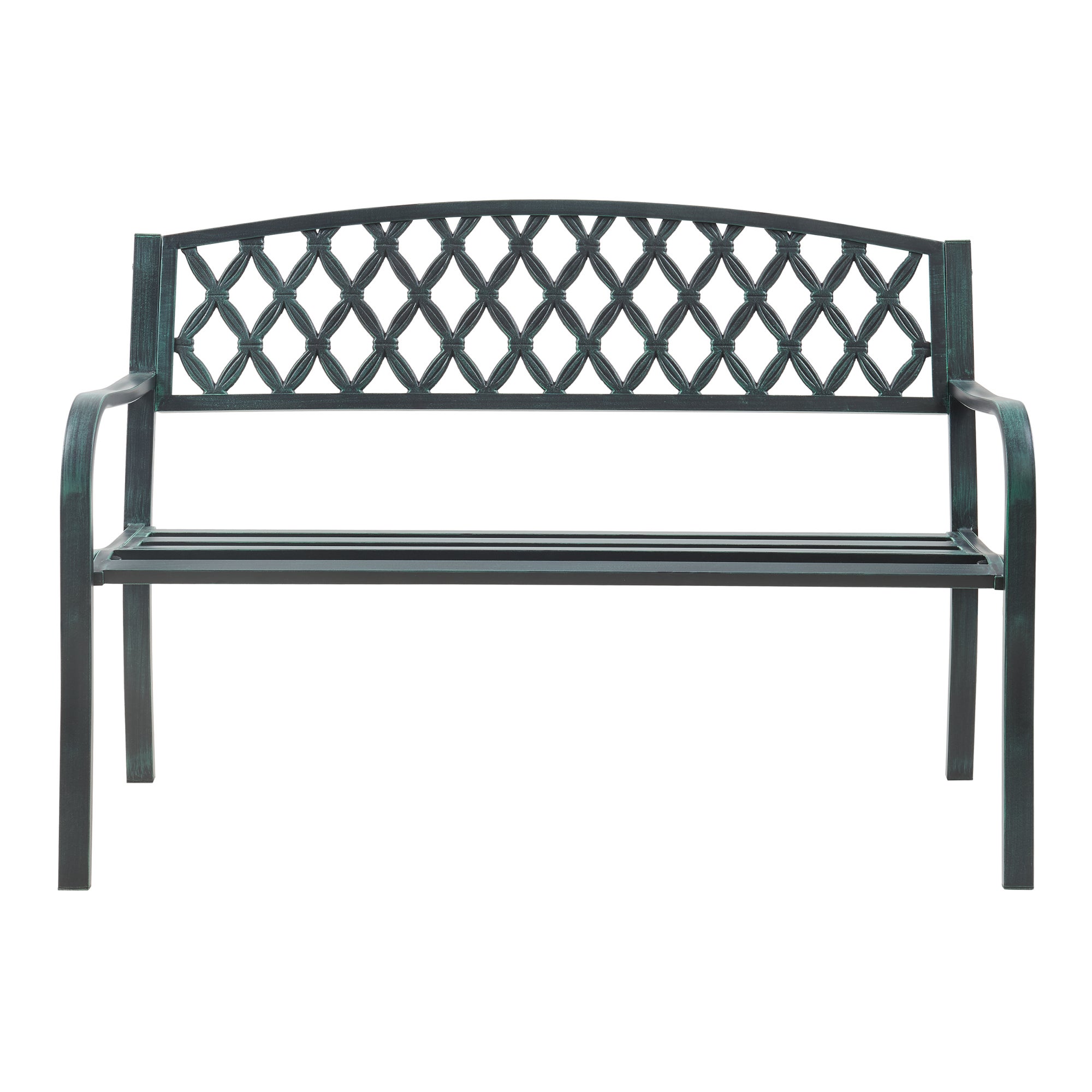 Banc de jardin Opsasar 127 x 53,5 x 88 cm acier gris foncé avec patine verte casa.pro - 5