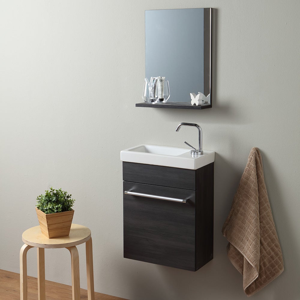 vidaXL Armadietto da bagno con porta in rovere nero 30 x 30 x 95 cm