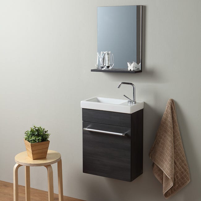 vidaXL Armadietto da bagno con porta in rovere nero 30 x 30 x 95 cm vidaXL Armadietto da bagno con porta in rovere nero 30 x 30 x 95 cm