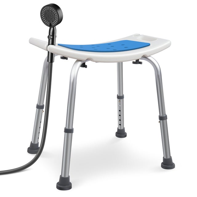 Siege de douche ergonomique a hauteur reglable en Aluminum HDPE bleu VOUNOT®