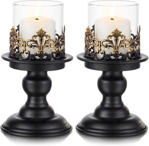 Lot De 2 Bougeoirs En Verre Transparent Élégant – Style Vintage Chic Pour Mariage, Noël, Table De Fête Et Déco Maison Romantique