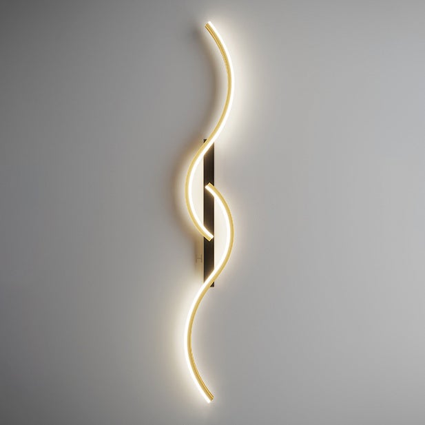 Lampa ścienna LED 60 cm, kreatywna lampka nocna, wewnętrzna lampa dekoracyjna, zakrzywiona lampa ścienna, ciepłe światło 3000 K, czarno-złota