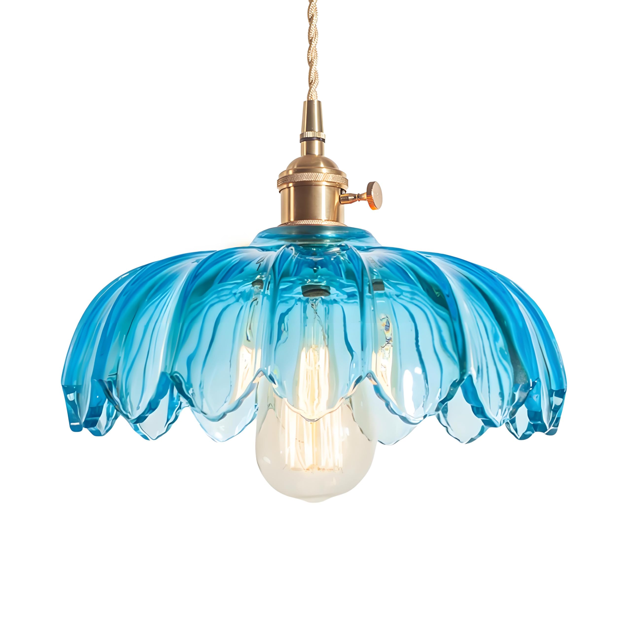 Suspension Vintage Industriel NICRX – Verre Lotus 25 Cm – Finition Laiton – Lampe Plafonnier E27 – Style Loft Rétro Élégant