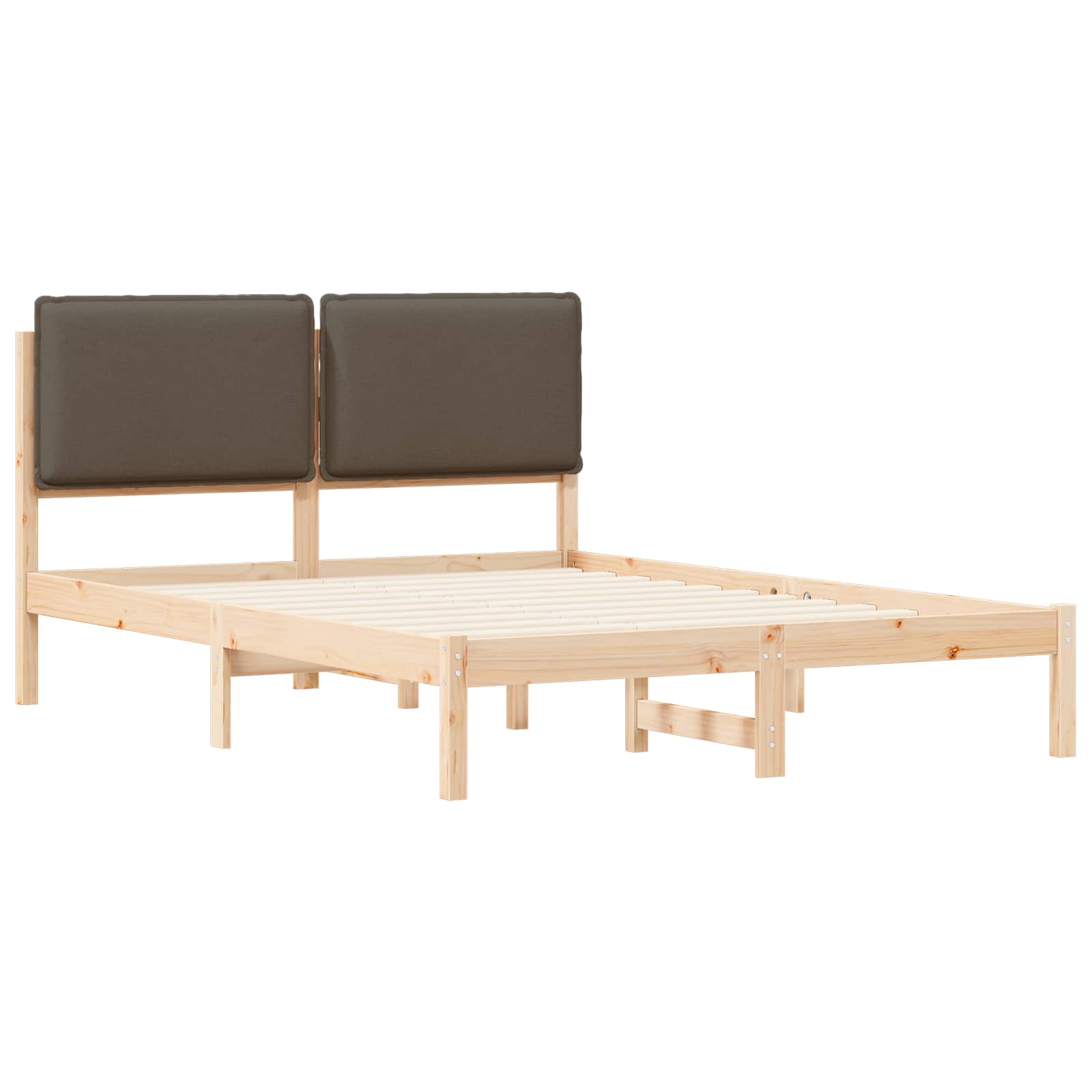 Cadre de lit avec tête de lit rembourrée, taupe, pour la chambre, 150 × 200 cm - 4