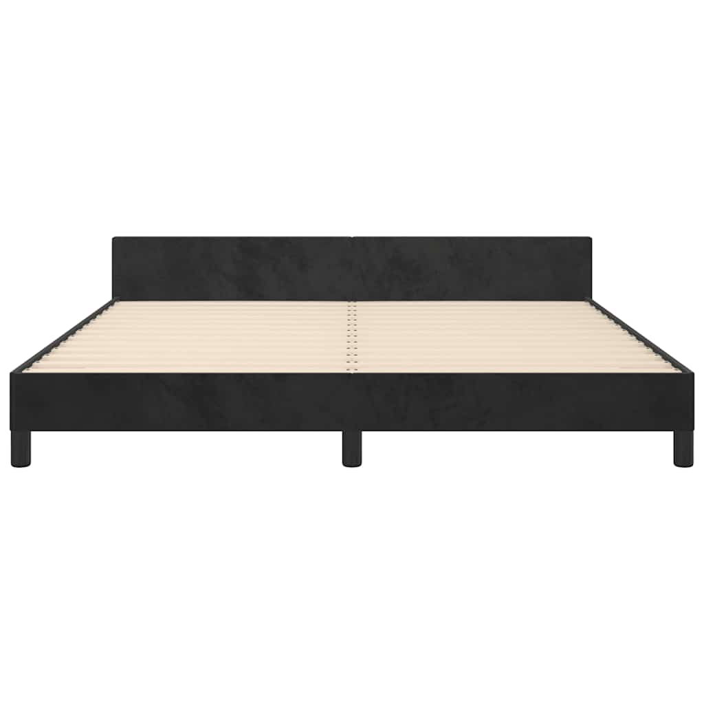 Cadre de lit sans matelas, velours noir, pour la chambre, 160 × 200 cm - 5