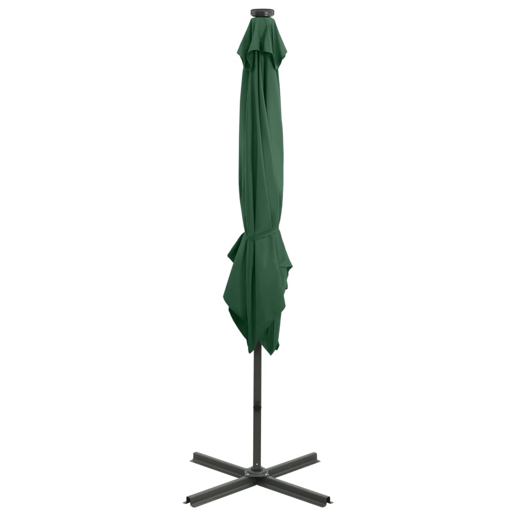 Parasol déporté avec mât et lumières LED Vert 250cm - 8