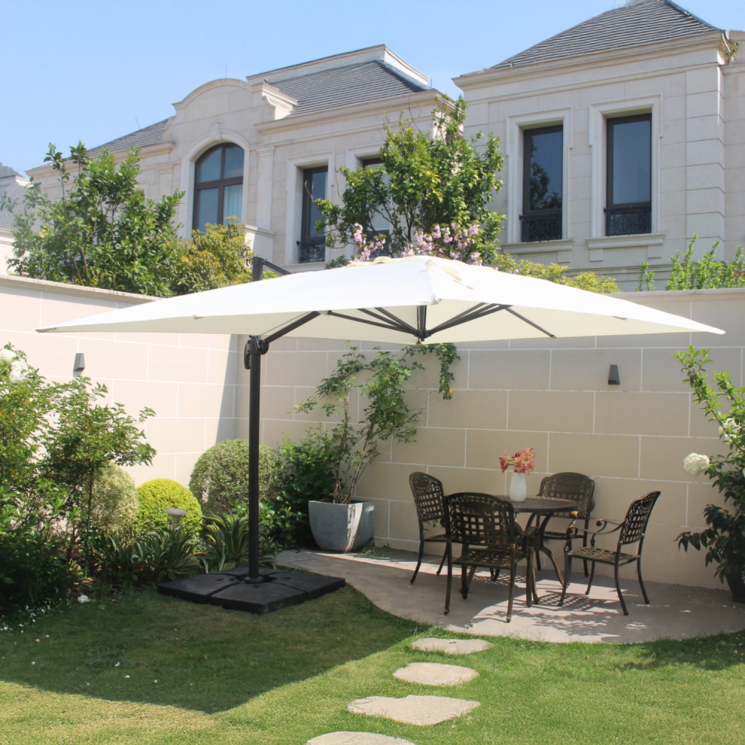 Parasol ecru déporté rectangle 3 x 4 m rotatif à 360 CESARE - 3