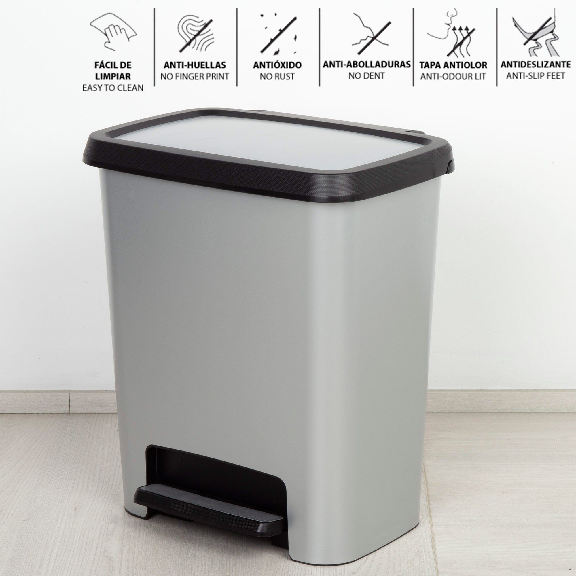 Curver Cubo de basura Compatta 25L metalizado - 2
