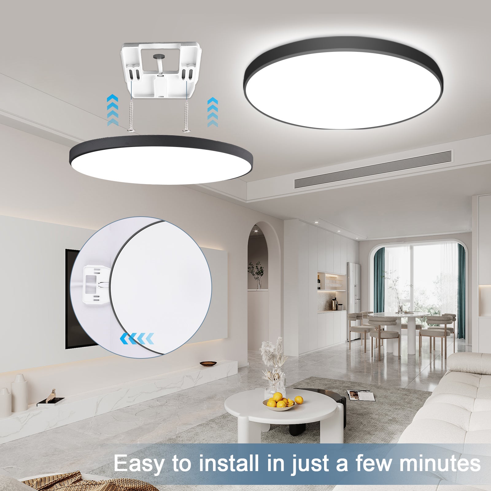 LOVHAUS Lamp Sufitowa LED RGB 24W Regulowana, 16 Milionów Kolorów, 2700K-6500K, Pilot I Aplikacja - 5