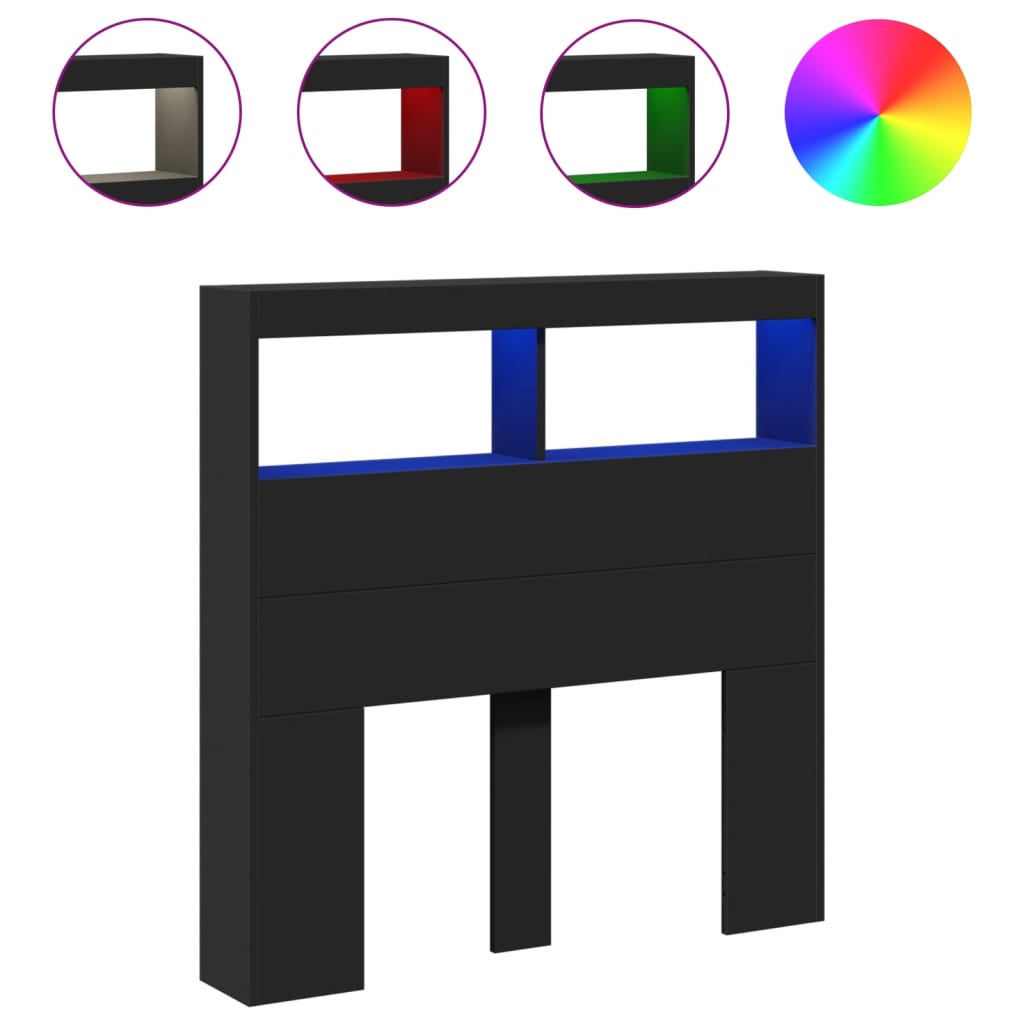 Testiera Con Contenitore A LED Bianca 100x17x102 Cm – Con Luci RGB E Vano Portaoggetti Per Letto