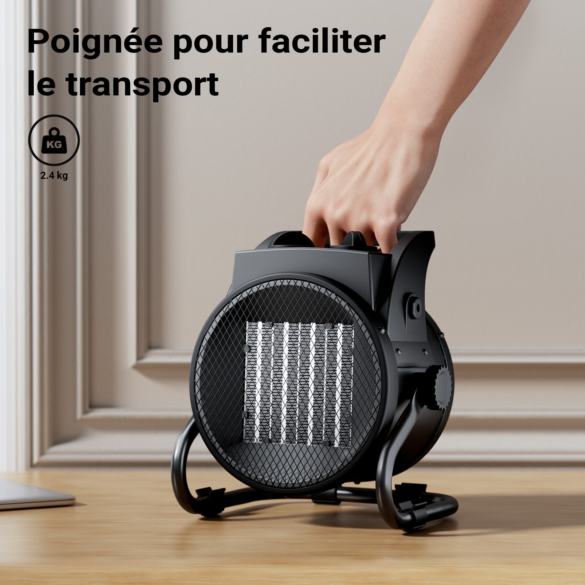 Wiltec Chauffage infrarouge Céramique 3kW 3000W Thermostat Radiateur 3 niveaux Réchauffement 40m² Salon Garage Cave Atelier - 6