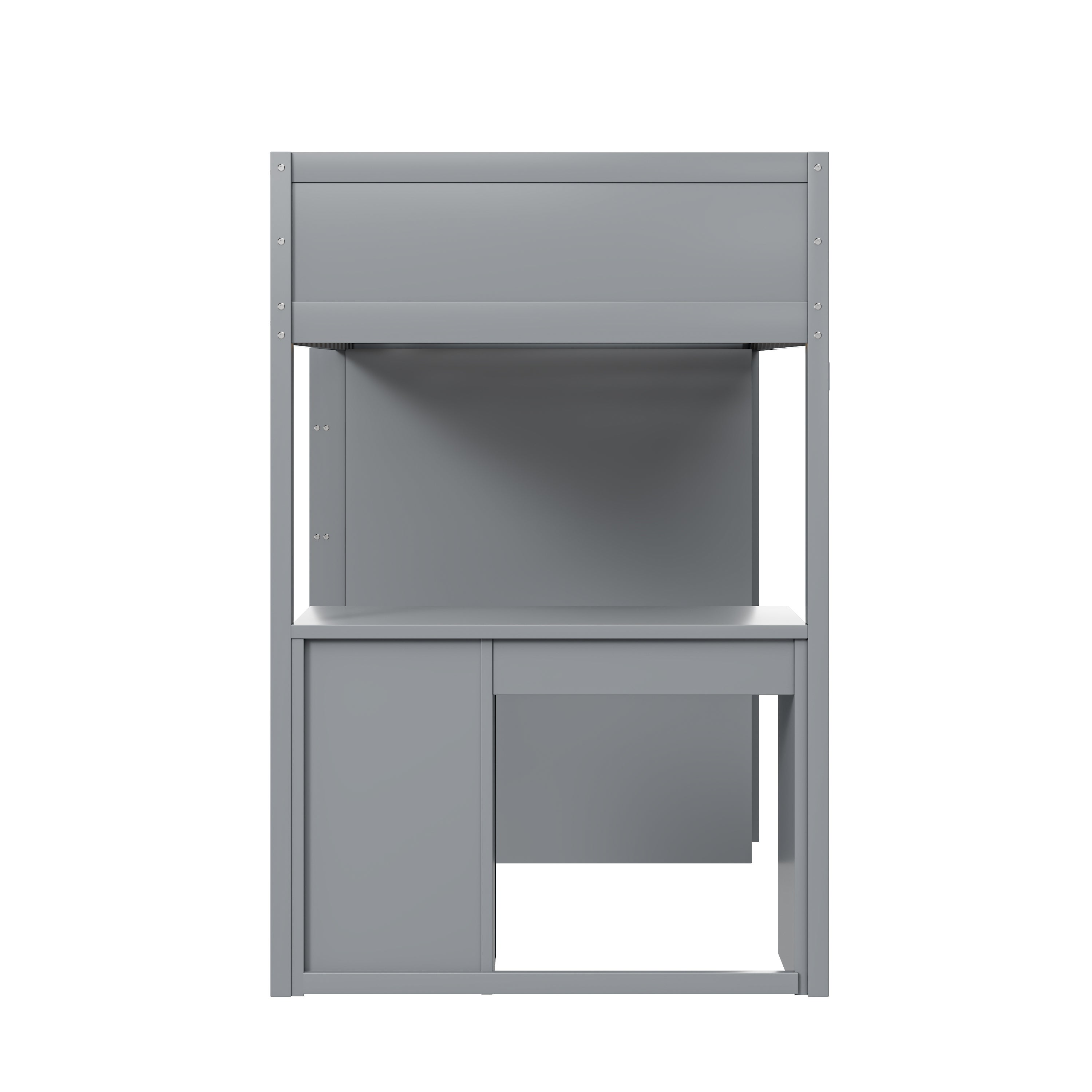 Letto a soppalco 90 x 200 cm con armadietti e scrivania per computer, letto a soppalco multifunzionale in legno per bambini in grigio - 7