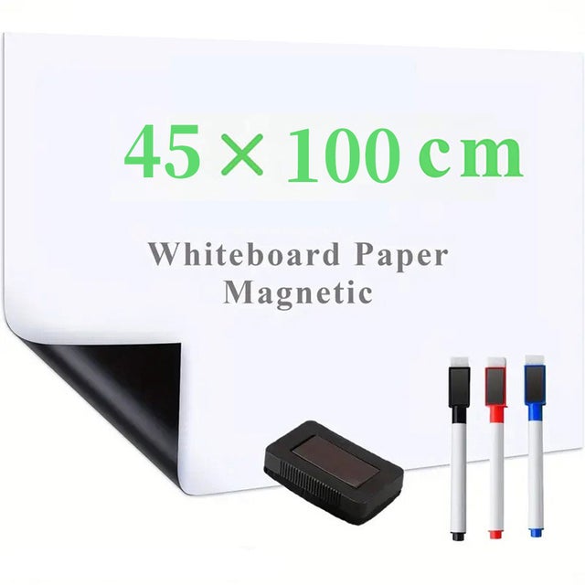Papier Tableau Blanc Magnétique 50×60cm Adhésif Effaçable Autocollant Avec Marqueur et Effaceur Film Mural pour surfaces lisses