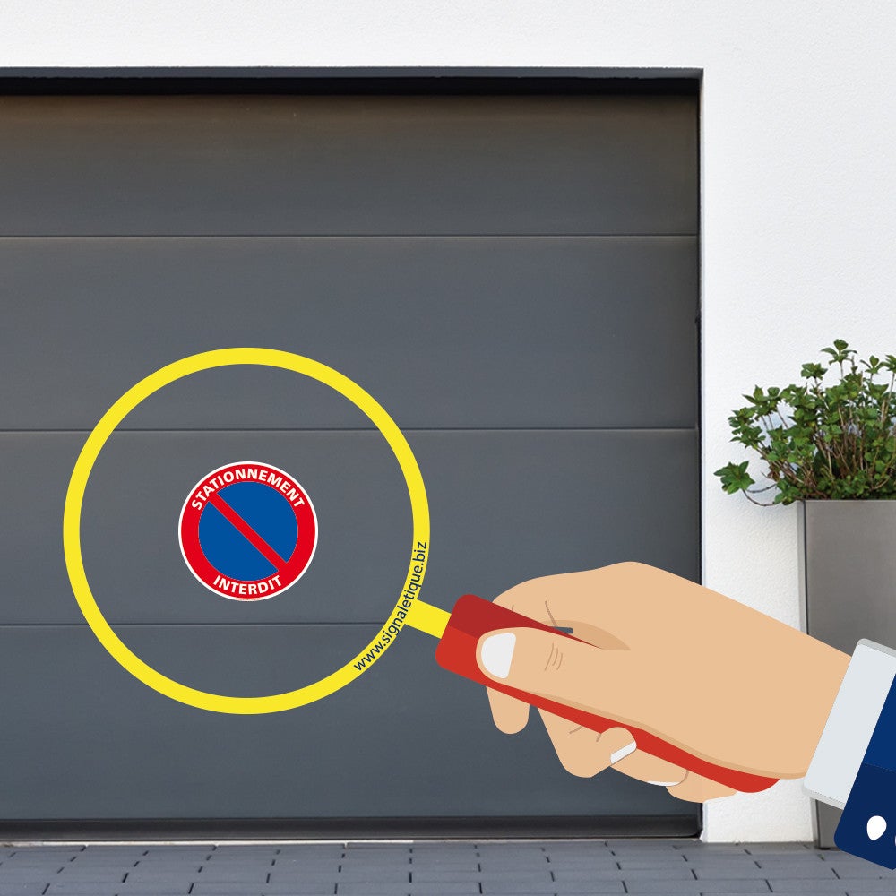 Adhésif panneau stationnement interdit, Autocollant adhésif, Diamètre Ø 250 mm (25 cm), Interdiction de stationner - 2