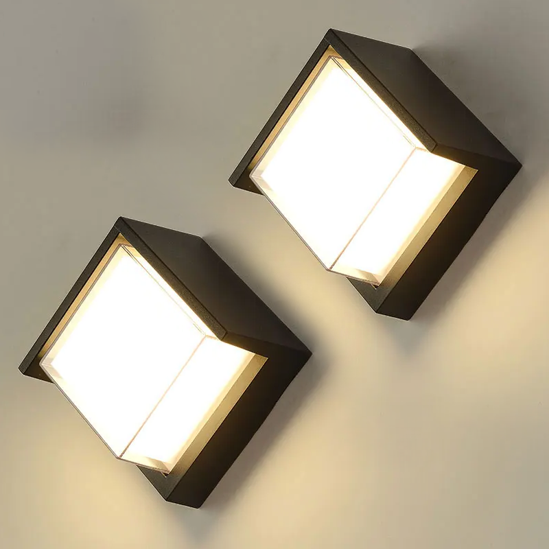 Zestaw 2 kinkietów zewnętrznych 12 W, wodoodporne lampy ogrodowe, dekoracyjne lampy wewnętrzne, lampki nocne LED, ciepłe światło