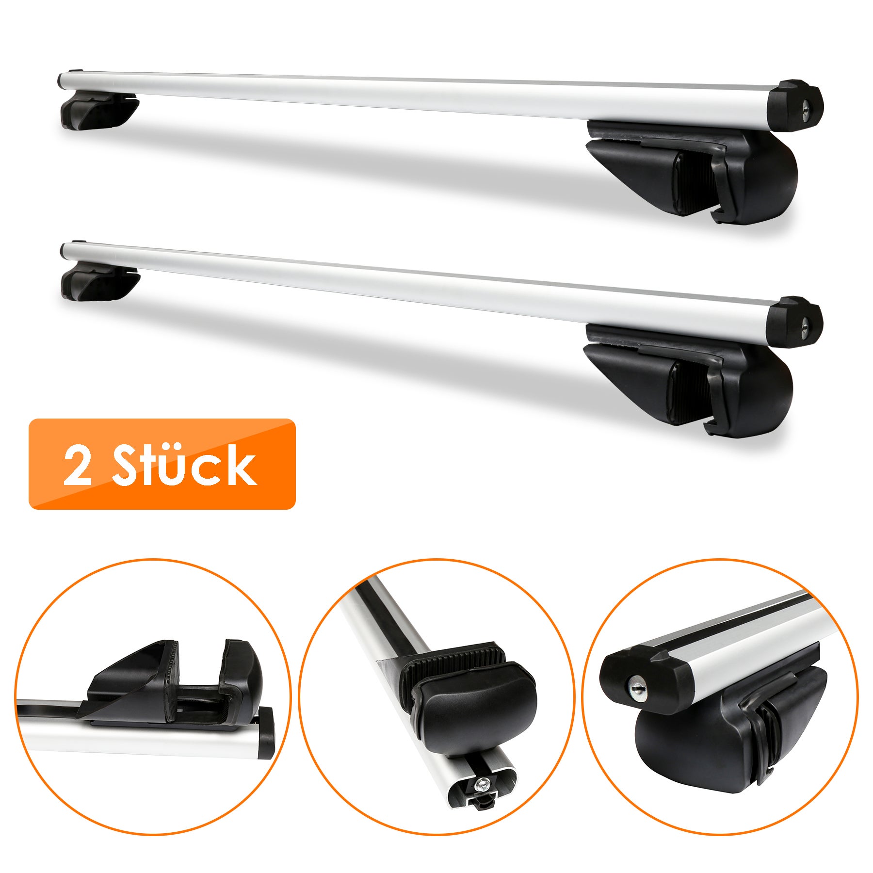 Barre de toit universelle L124 Barre de toit réglable 150 kg Support de base de voiture en aluminium avec clé - 4
