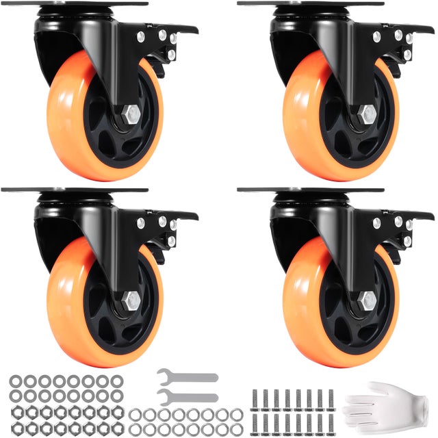 Lot 3 Roulettes Trépied Métal 35 Mm Avec Frein – Silencieuses, Pivotantes 360°, PU Antidérapant Pour Photo & Son