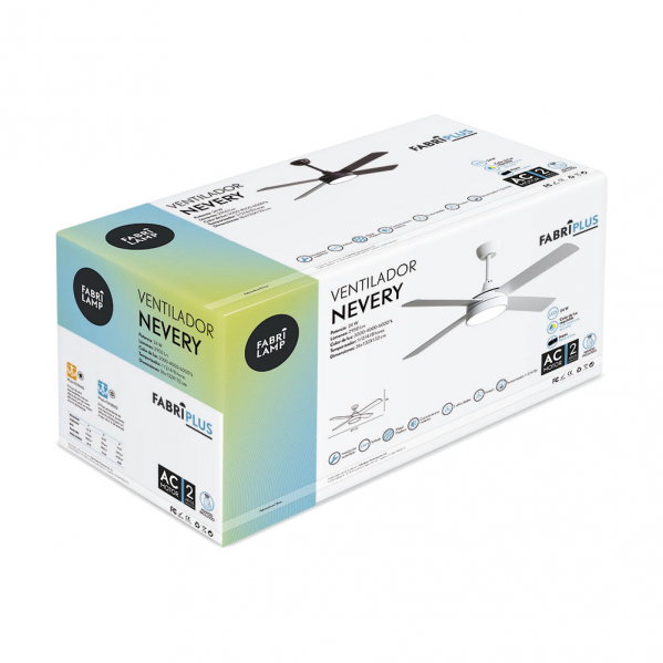 Ventilateur DC NEVERY blanc 122 cm LED 3 températures mémoire couleur Fabrilamp - 4