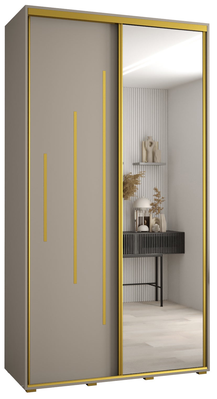 Szafa przesuwna z lustrem wysoka Dakota 13 130 x 60 x 235,2 cm kaszmir + u. Złoty - Abiks Meble