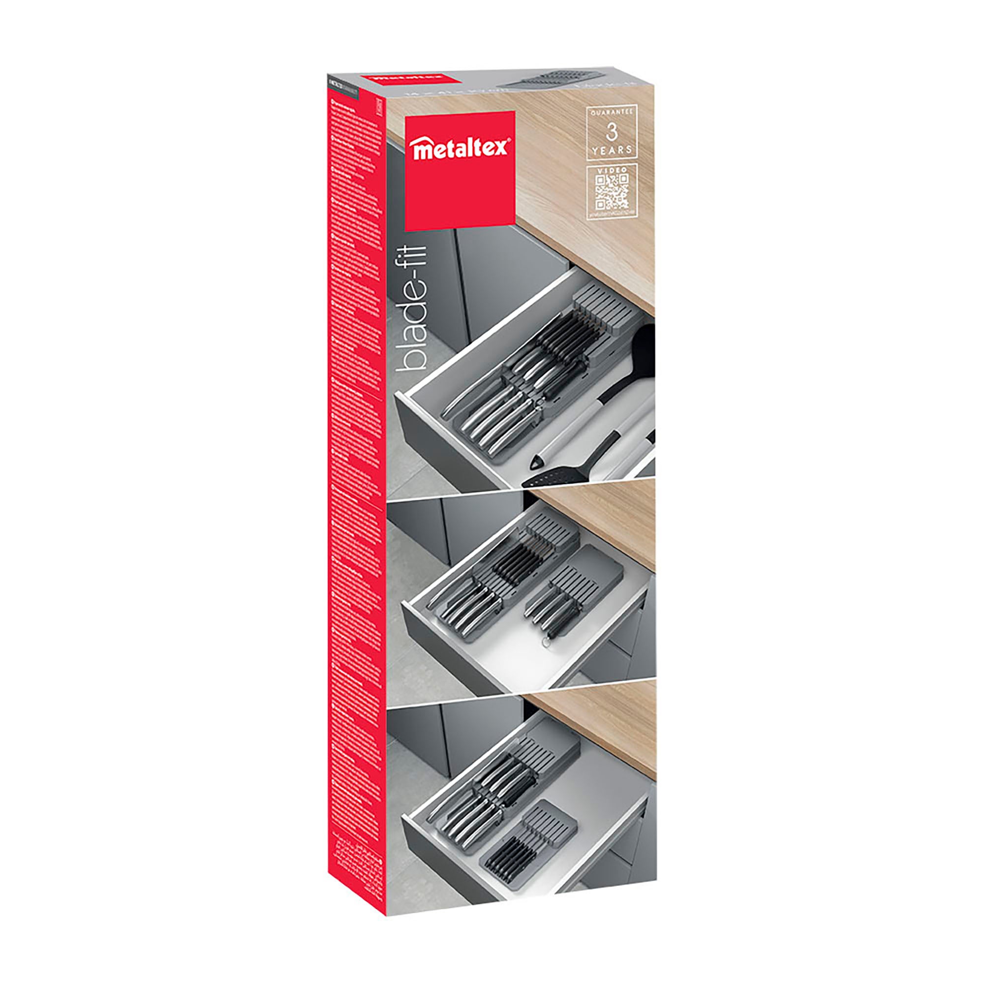Metaltex BLADE FIT - Organizador Customizable (hasta 3 niveles o módulos independientes) de Cuchillos para Cajón o Sobre encimera - 6