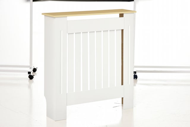 Cache-radiateur MDF 78x19x83 cm blanc, salon couloir chambre, design discret, protection chaleur